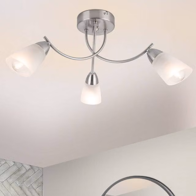 COSYLYTE Hallie 3 Light Glass Bathroom Ceiling Light in Silver
