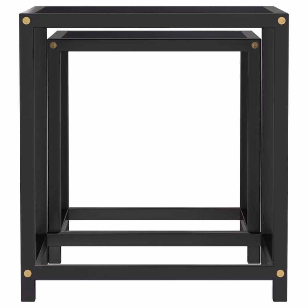 Berkfield Home Set of 2 Black Nesting Tea Tables with MDF and Metal Construction – 3