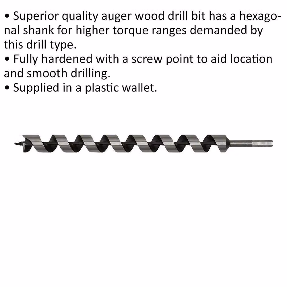 Loops Silver Hardened Auger Wood Drill Bit with Hexagonal Shank, Diameter: 32 mm, Length: 460 mm – 2