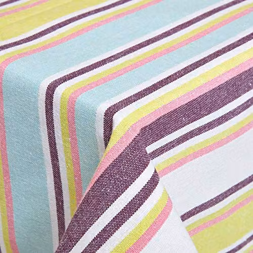 Homescapes Striped Cotton Square Tablecloth in Green, Blue, White and Multicolour, W/D: 137 x 137 cm – 3