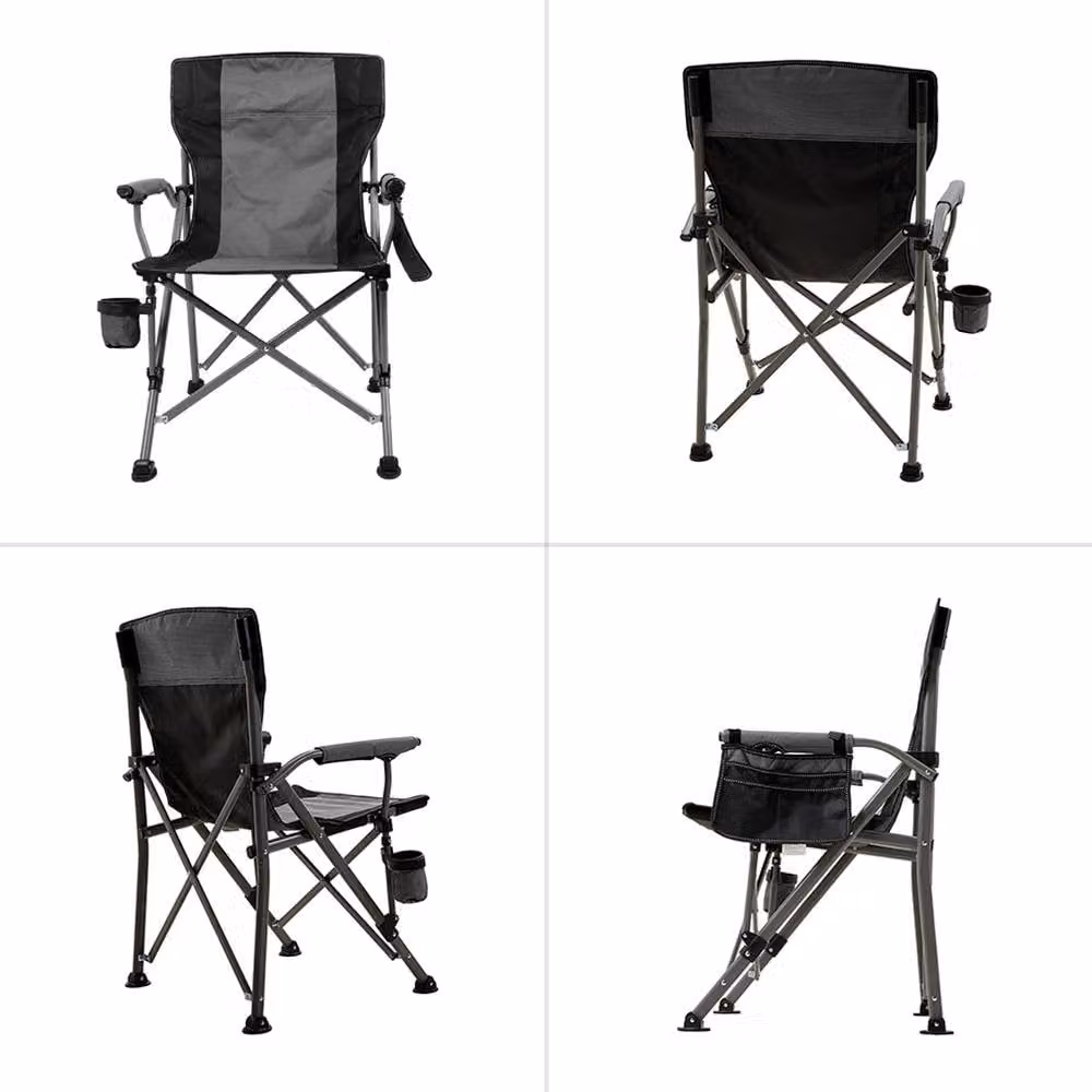 Living and Home Grey Portable Folding Camping Chair with Armrests – 2