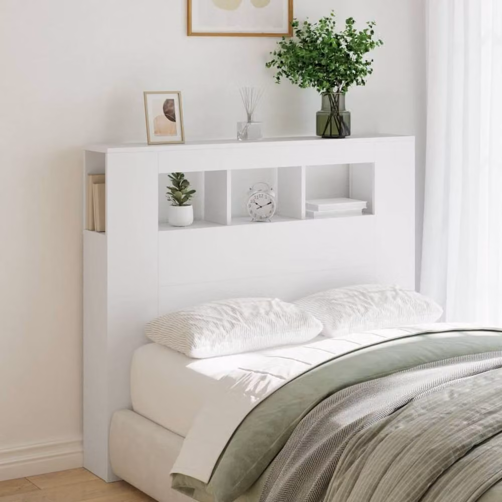 Berkfield Home LED Headboard in White, W/D/H: 120 x 18.5 x 103.5 cm – 3