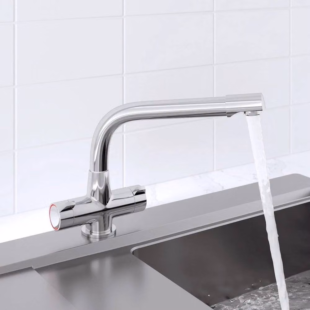 Hinsinc Modern Mono Kitchen Sink Mixer Tap with Single Lever and Swivel Spout in Silver Chrome – 2