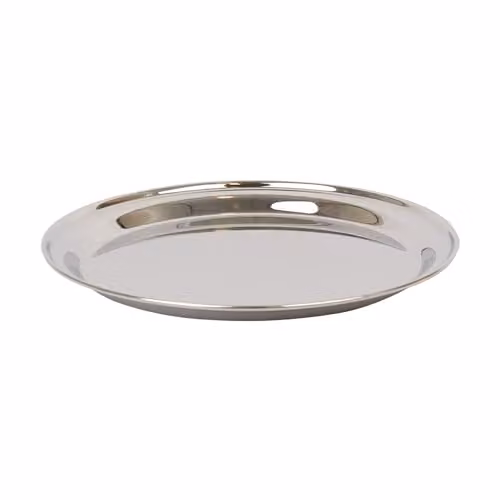 Argon Tableware Silver Stainless Steel Round Serving Platter, Diameter: 25.5 cm – 1