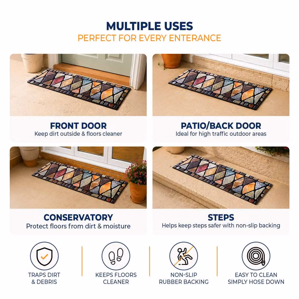 Gainsborough Set of 2 Non-Slip Heavy-Duty Step Mats, Multicolour, W: 240 cm, D: 90 cm, H: 8 cm – 2