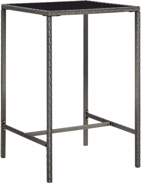 Berkfield Home Grey Poly Rattan and Glass Garden Bar Table, W/D/H: 70 x 70 x 110 cm – 1
