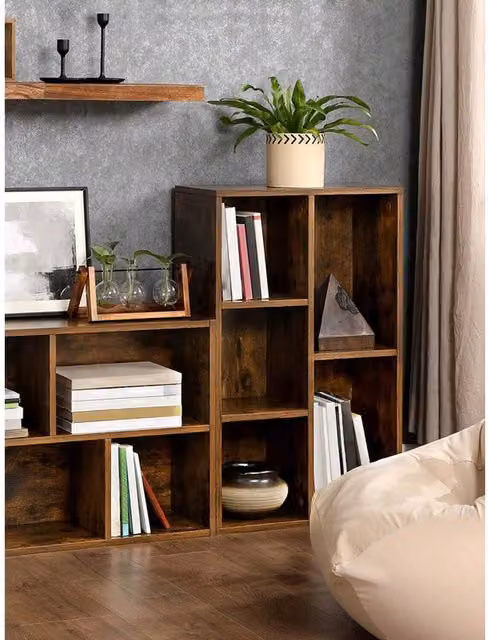 VASAGLE Bronze and Brown 5-Compartment Standing Bookcase and Storage Shelf