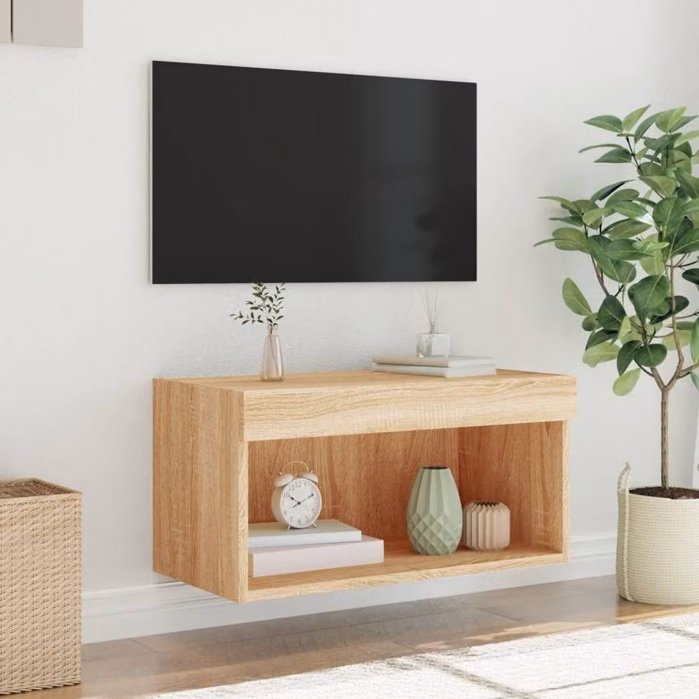 Berkfield Home TV Cabinet with LED Lights in Sonoma Oak Brown, W/D/H: 60 x 30 x 30 cm – 3