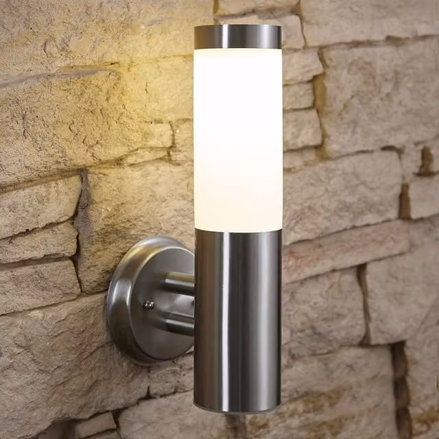 Biard Basford LED Solar Stainless Steel Wall Light with Dusk Sensor in Black