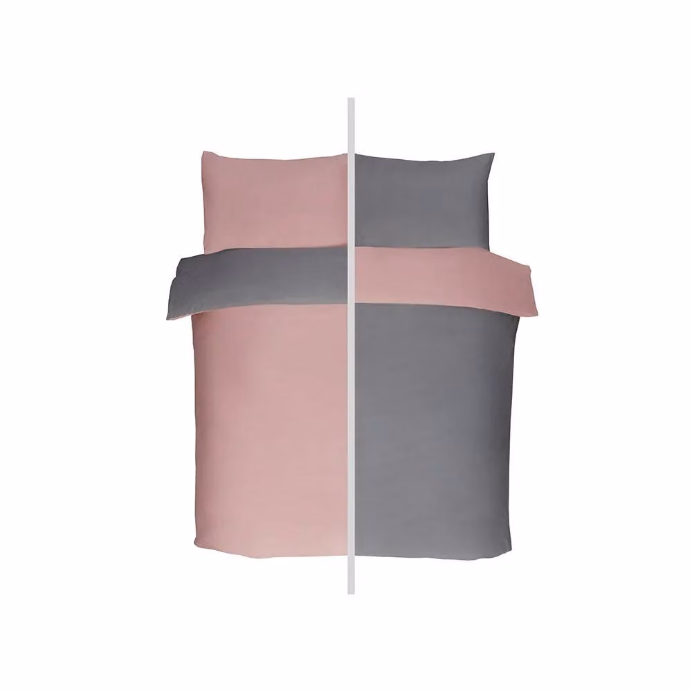 Voltico Reversible Polyester Duvet Cover and Pillowcase Set in Pink, W: 180 cm, H: 200 cm – 2