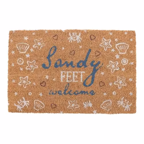 Something Different Wholesale Nautical Sandy Feet Coir Doormat, Multicolour, W: 75 cm, D: 45 cm, H: 2 cm