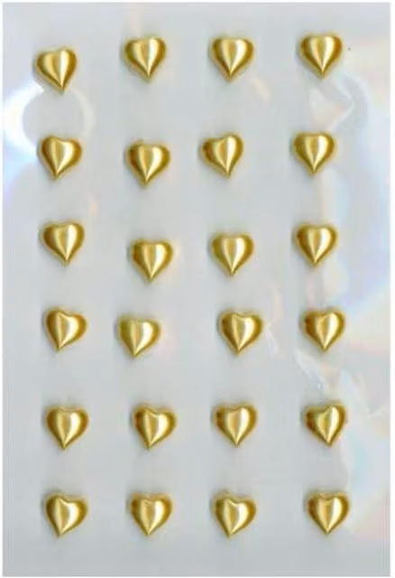 KDMD Gold Pearl Heart Adhesive Paper Stickers, 10 Pack