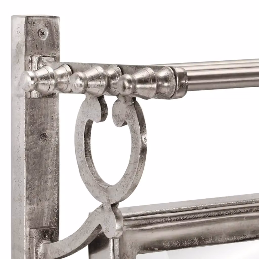 Berkfield Home Wall Mounted Aluminium Luggage Rack with Coat Hangers in Silver – 2