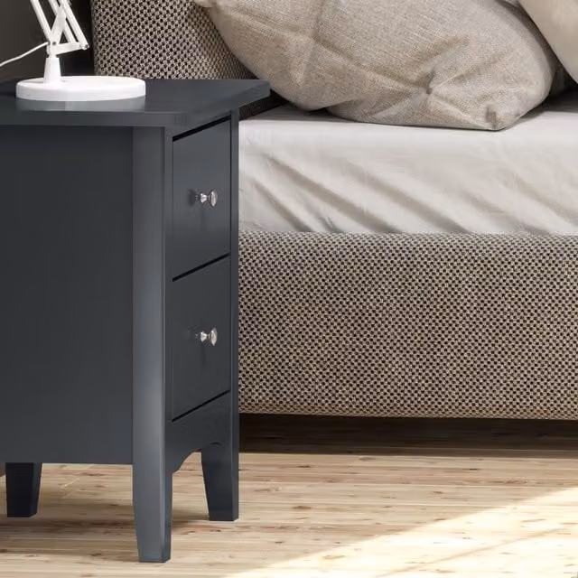 Core Products Ltd Como 2 Drawer Petite Bedside Cabinet in Midnight Blue Grey – 1