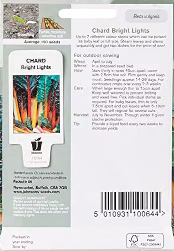 Johnsons Bright Lights Multicolour Chard Vegetable Seeds – 2