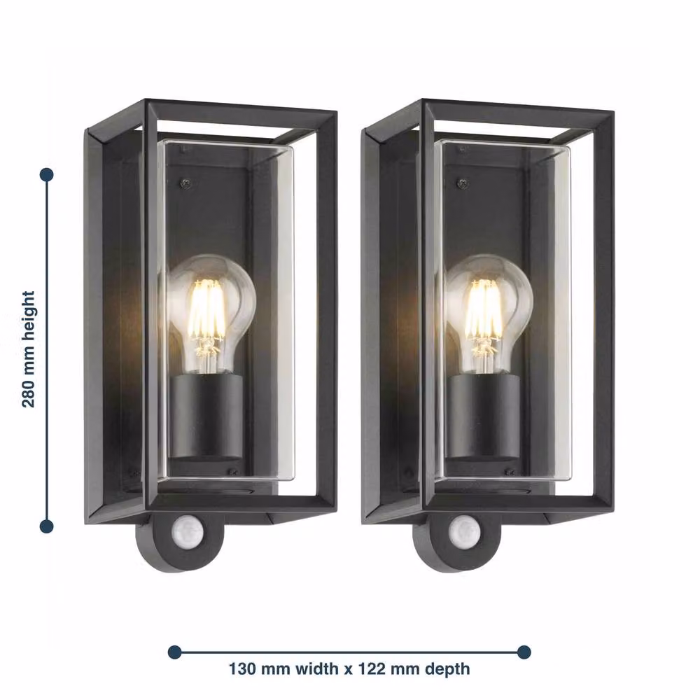 First Choice Lighting Brandon Set of 2 Black Outdoor Motion Sensor LED Security Wall Lights with IP44 Rating – 6