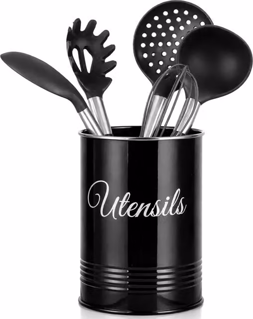 Innoteck Black Metal Round Freestanding Utensil Crock Pot Organiser