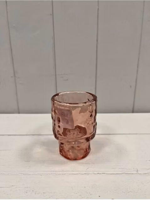 KDMD Large Rose Textured Pink Glass Tabletop Candle Holder