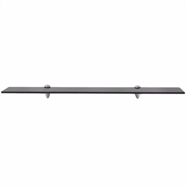 Berkfield Home Modern Floating Glass Shelves, 2 Piece Set, Black, W: 80 cm, D: 10 cm, H: 0.8 cm