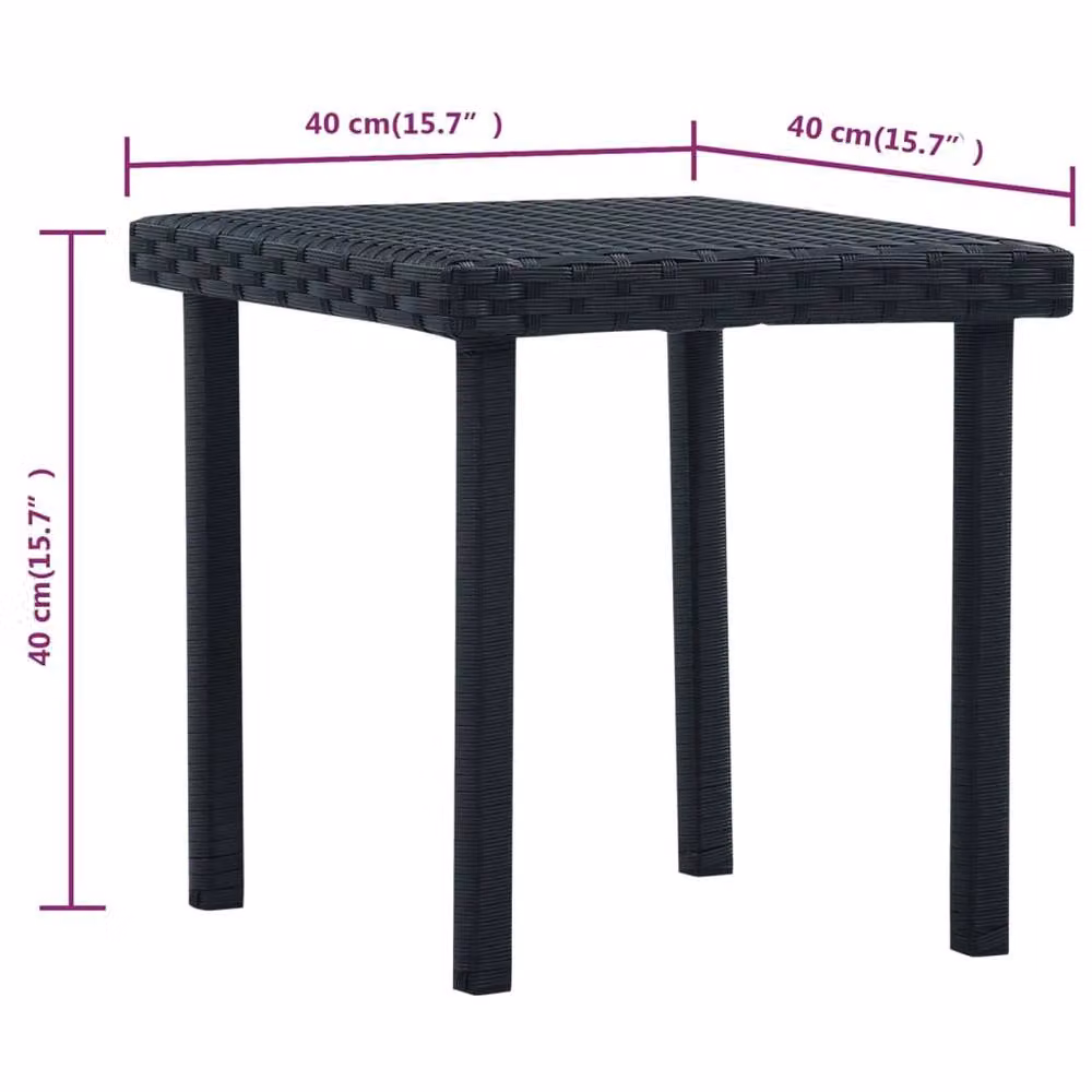 Berkfield Home Garden Black Poly Rattan Tea Table, W/D/H: 40 x 40 x 40 cm – 3