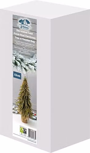 Netagon Decorative Gold Mini Christmas Tree in Green Hessian Bag, Height: 52 cm – 5