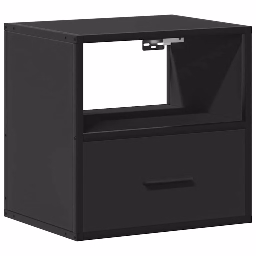 Berkfield Home Set of 2 Wall-mounted Bedside Cabinets in Black, W/D/H: 40 x 31 x 39.5 cm – 5