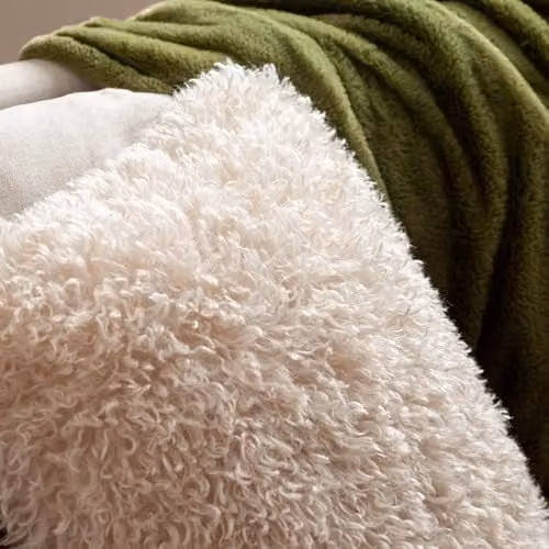 Furn Rowan Faux Fur and Velvet Decorative Cushion, Beige, W/D/H: 50 x 50 x 50 cm – 4