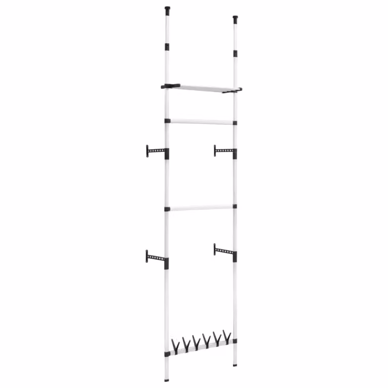 Berkfield Home Telescopic Wardrobe System with Clothes Rail and Shelf in Silver Aluminium