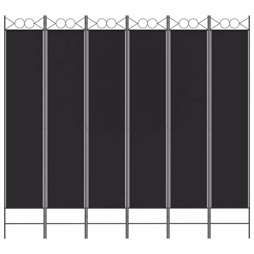 Berkfield Home 6-Panel Fabric Room Divider in Black, W/H: 240 x 220 cm – 3