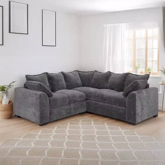 Furnishings For Less UK Colby Grey 5 Seater L Shaped Corner Sofa in Fabric, Left Facing, W/D/H: 210 x 90 x 85 cm – 1