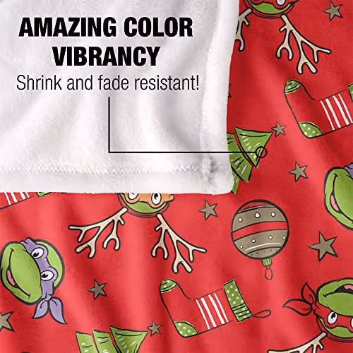 LOGOVISION Teenage Mutant Ninja Turtles TMNT Christmas Pattern Super Soft Fleece Throw Blanket, White, W/D/H: 152 x 127 cm – 3