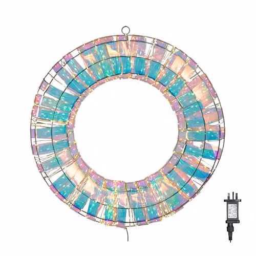 Samuel Alexander 45cm Light up Iridescent Dream Christmas Wreath in Silver and Multicolour with 600 Warm White LEDs – 3