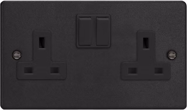 Varilight Flush 2-Gang 13A Double Pole Switched Socket in Black – 3