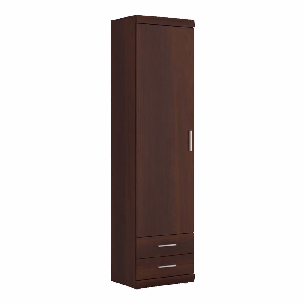 Wyld Haus Sonderborg Tall Narrow Freestanding Cabinet with 1 Door and 2 Drawers in Dark Brown Lacquered Wood – 2