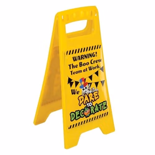 VFM e-Store The Boo Crew Halloween Warning Sign Decoration in Yellow – 1