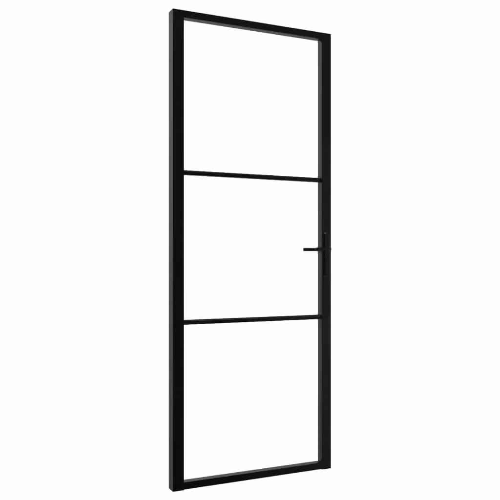 Berkfield Home Modern Interior Door with ESG Glass and Aluminium Frame, Black, W: 76 cm, H: 201.5 cm – 2