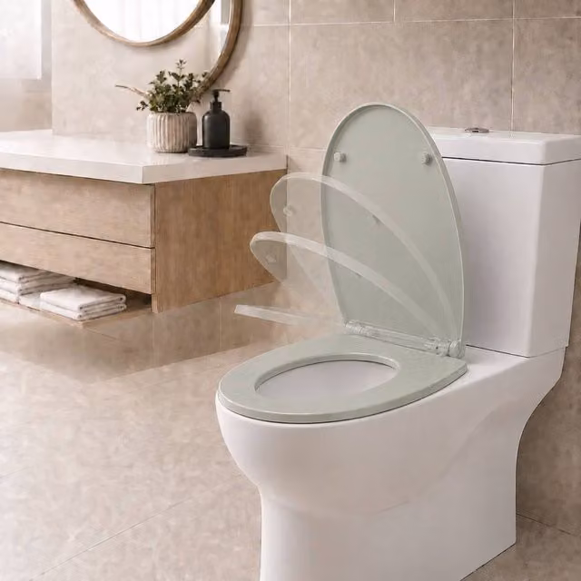 Futura Soft Close Oval Premium Thermoplastic Universal Toilet Seat in Pale Green, 50 cm