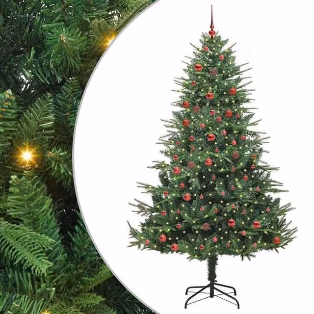 Berkfield Home Pre-lit Artificial Christmas Tree with Ball Set, Green, Height: 210 cm – 1