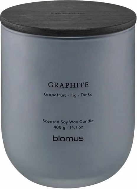 Blomus TUOKSU Graphite Scented Soy Wax Candle in Light Grey Sharkskin