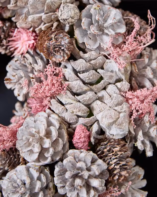 Dibor Traditional Pink and Silver Pinecone Christmas Wreath, Diameter: 39 cm – 4