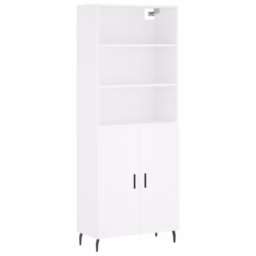 vidaXL Modern White Highboard with Hinged Doors and Internal Shelves, W/D/H: 69.5 x 34.0 x 180.0 cm