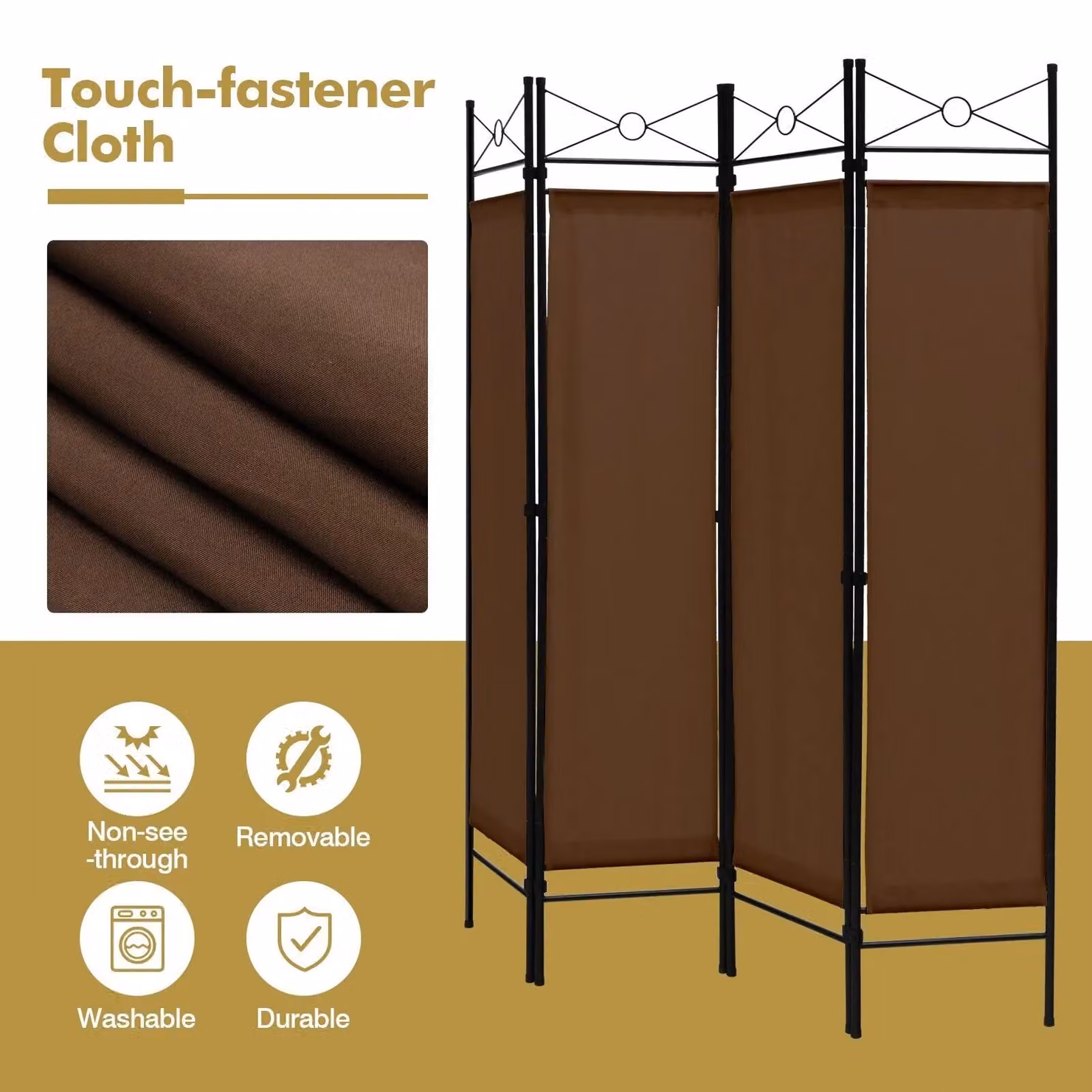 Costway 4-Panel Folding Room Divider Privacy Screen in Brown – 4