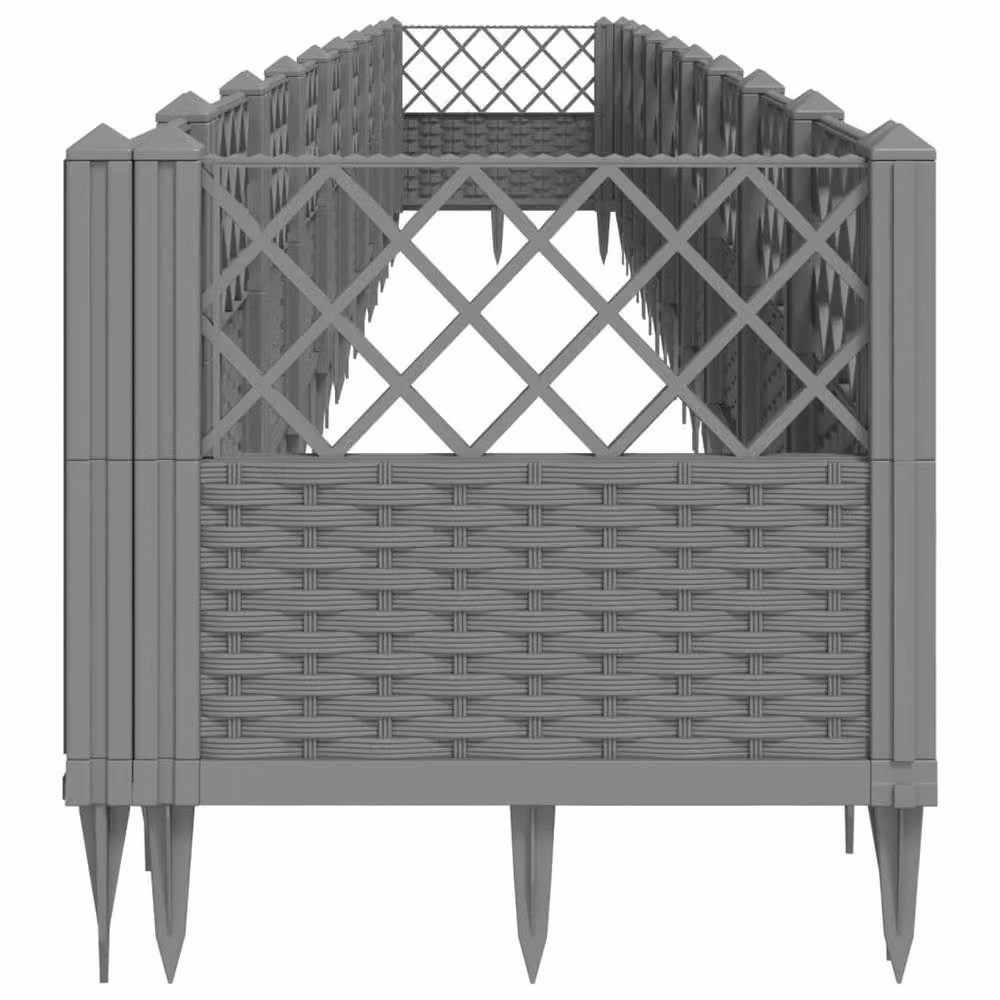 Berkfield Home Garden Planter with Pegs in Light Grey, W: 363.5 cm, D: 43.5 cm, H: 43.5 cm – 4