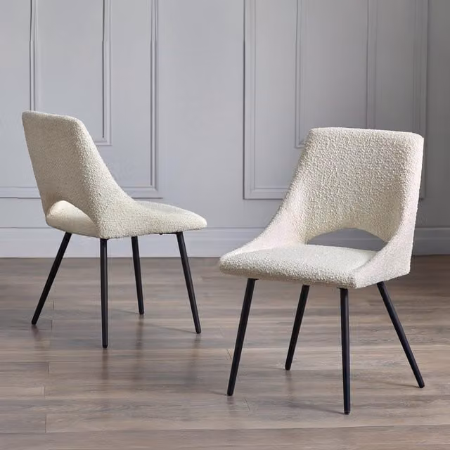 Julian Bowen Set of 2 Iris Modern Dining Chairs in Bouclé Fabric, Grey