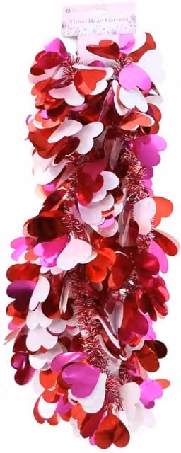 Art Studio Valentine's Day Heart Tinsel Garland in Red, Pink, White and Multicolour