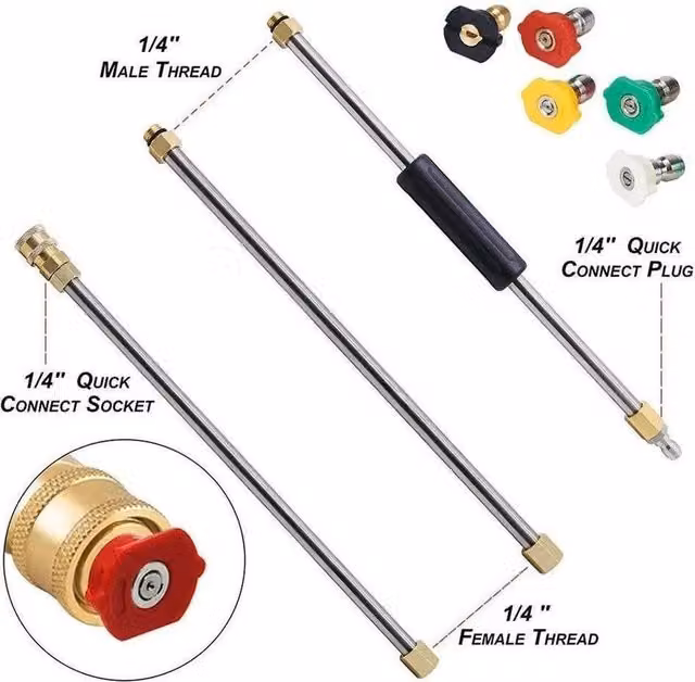 SPETLEK Gutter Cleaning Tool Extension Wand Lance for Pressure Washers in Silver