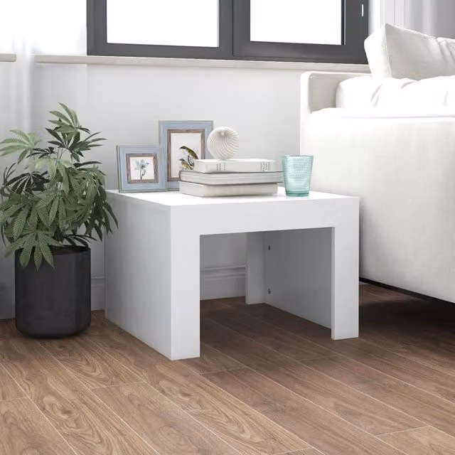 Berkfield Home White Square Coffee Table in Engineered Wood, W/D/H: 50 x 50 x 35 cm – 1