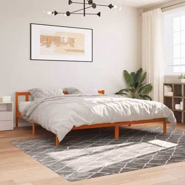 Berkfield Home Super King Solid Wood Pine Bed Frame in Wax Brown, W/D/H: 180 x 200 cm – 1