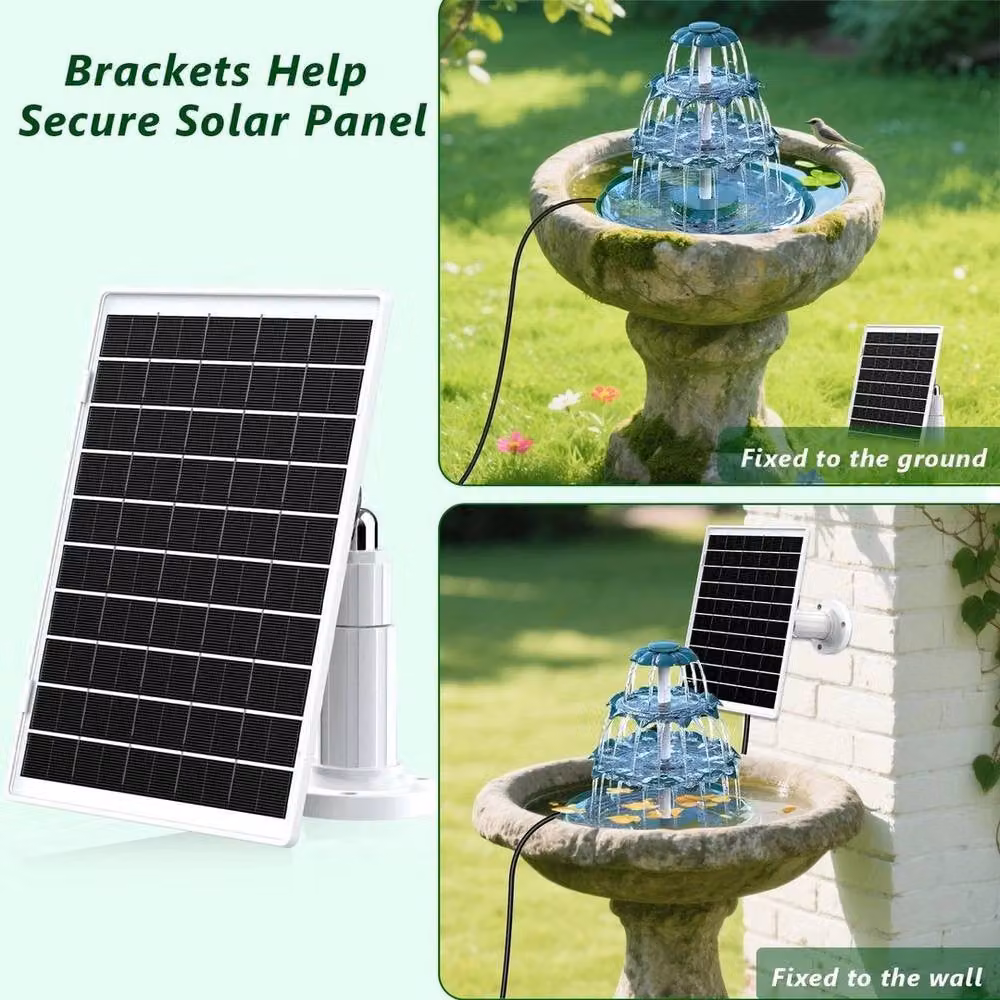 FLAVORA Solar Birdbath Fountain in Green with 6.5W Power and 1200mAh Rechargeable Battery, W/D: 100 x 100 cm – 4