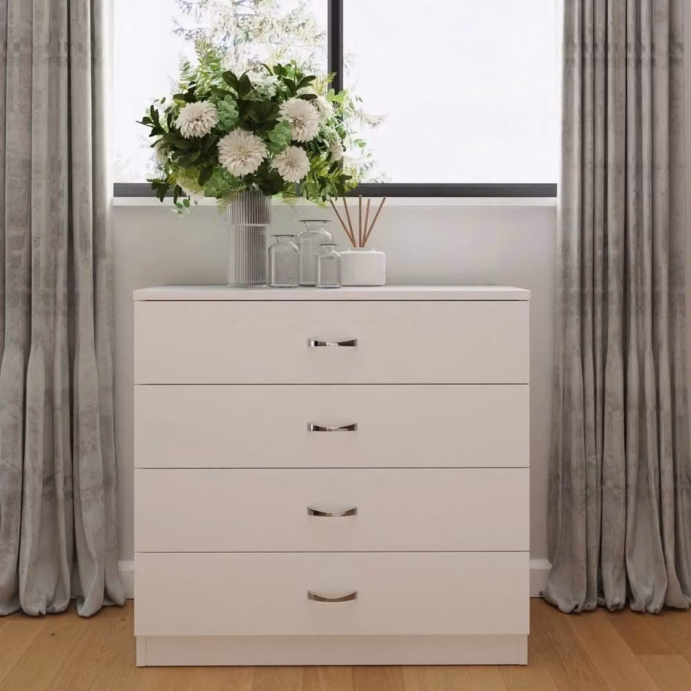 NESTLUNE 4 Drawer Chest of Drawers in Matt White, W: 100 cm, D: 15 cm – 2